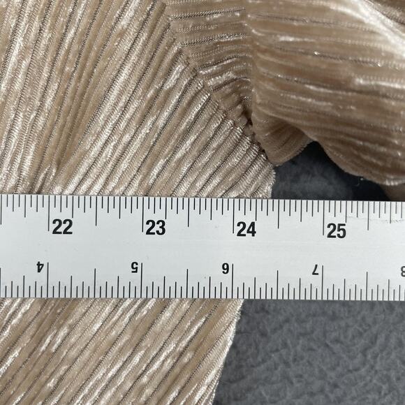 Skies Are Blue Shirt Womens Small Metallic Pleated Blouse Long Sleeve Velvet Top - Picture 6 of 7